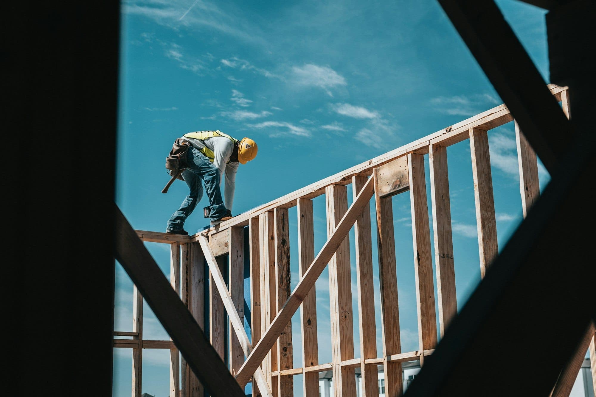 One America Construction crew member at work on a job site